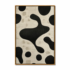 Black and White Minimalist Abstract Hand-Painted Oil Painting | Modern Organic Geometric Wall Art for Neutral Decor#OA1018