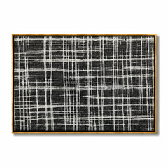 Black and White Plaid Hand-Painted Oil Painting, Modern Textured Abstract Canvas Wall Art for Luxury Home Decor#OA 0946