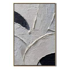 Black and White Textured Abstract Hand-Painted Oil Painting | Minimalist Modern Wall Art # OA 1076