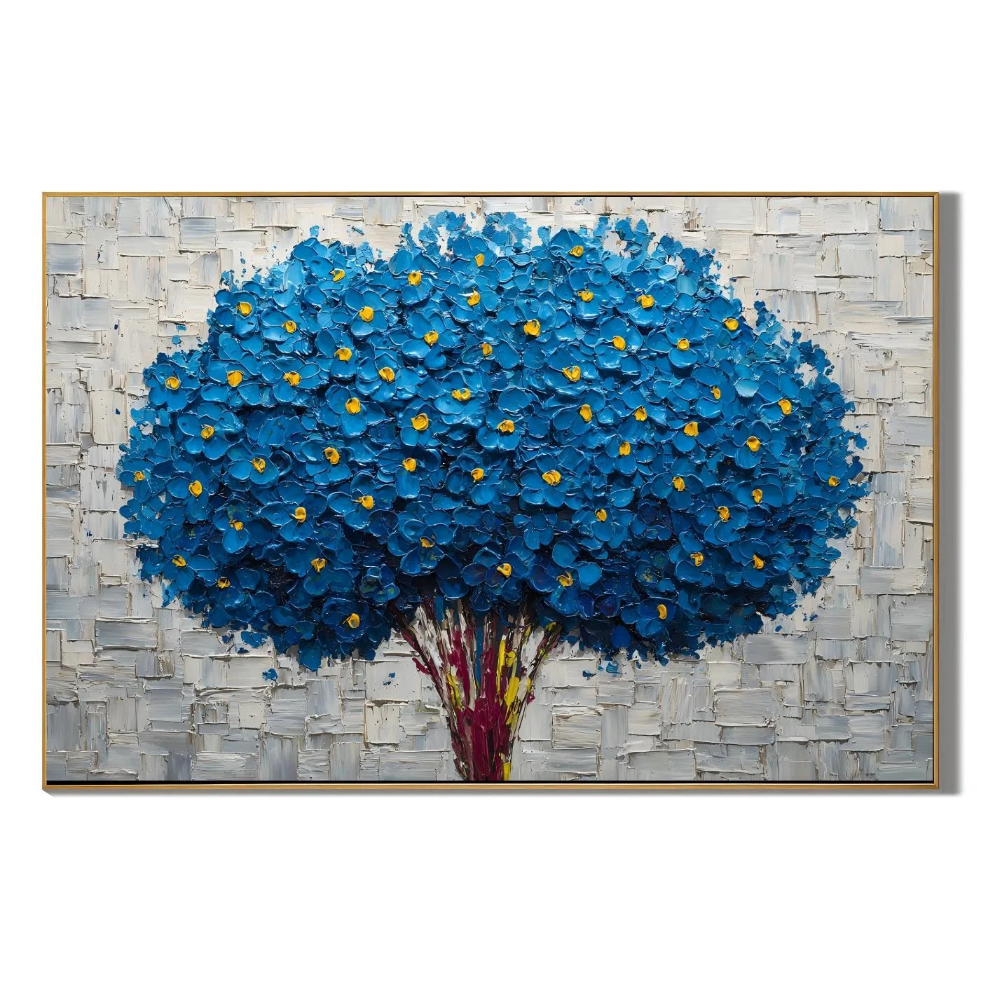 Blue Flower Bouquet Hand-Painted Oil Painting, Textured Floral Wall Art for Modern Home Decor # OA 1055