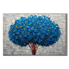 Blue Flower Bouquet Hand-Painted Oil Painting, Textured Floral Wall Art for Modern Home Decor # OA 1055