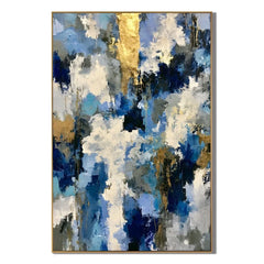 Blue and Gold Abstract Hand-Painted Oil Painting # OA 1100