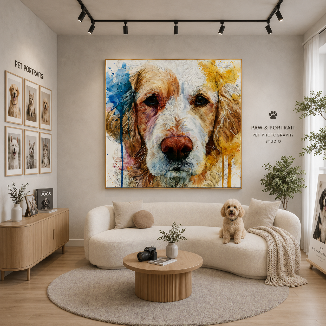 Colorful Dog Portrait Hand-Painted Oil Painting, Abstract Pet Wall Art # OA 1111
