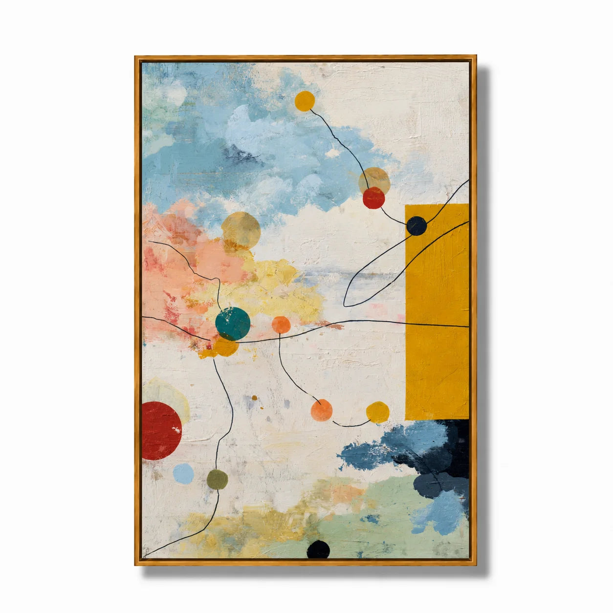 Colorful Geometric Abstract Oil Painting, Hand-Painted Modern Wall Art for Contemporary Home Decor
