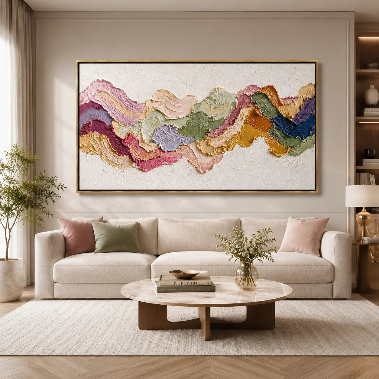 Colorful Textured Abstract Hand-Painted Oil Painting, Modern Impasto Canvas Wall Art for Luxury Home Decor#OA 0947