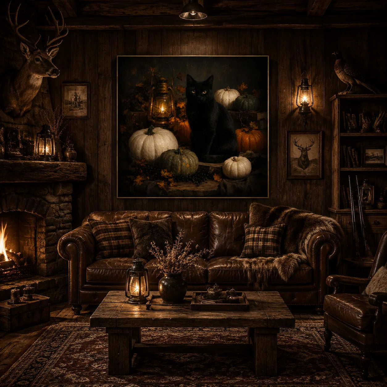 Ownanart Original Hand-Painted Gothic Raven Still Life Oil Painting with Candlelight, Antique Pocket Watch, Sealed Letter and Dark Academia Wall Art # OA 1300