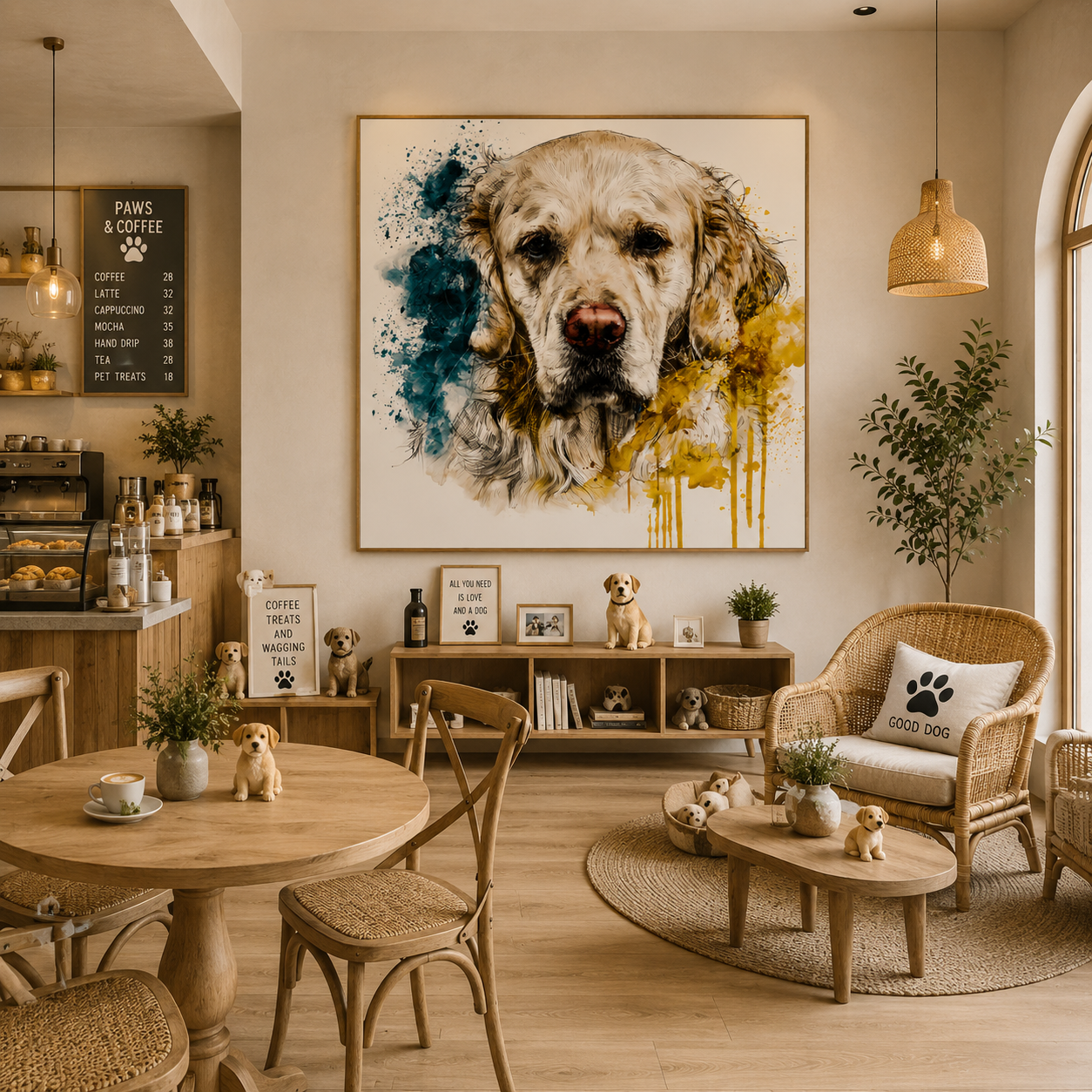 Elegant Dog Portrait Hand-Painted Oil Painting, Modern Abstract Pet Wall Art # OA 1112