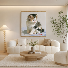 Cute Blue-Eyed Kitten Hand-Painted Oil Painting | Original Cat Wall Art for Living Room, Bedroom and Nursery Decor # OA 1109