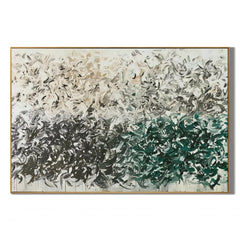 Green Black Abstract Hand-Painted Oil Painting, Modern Textured Brushstroke Wall Art # OA 1045