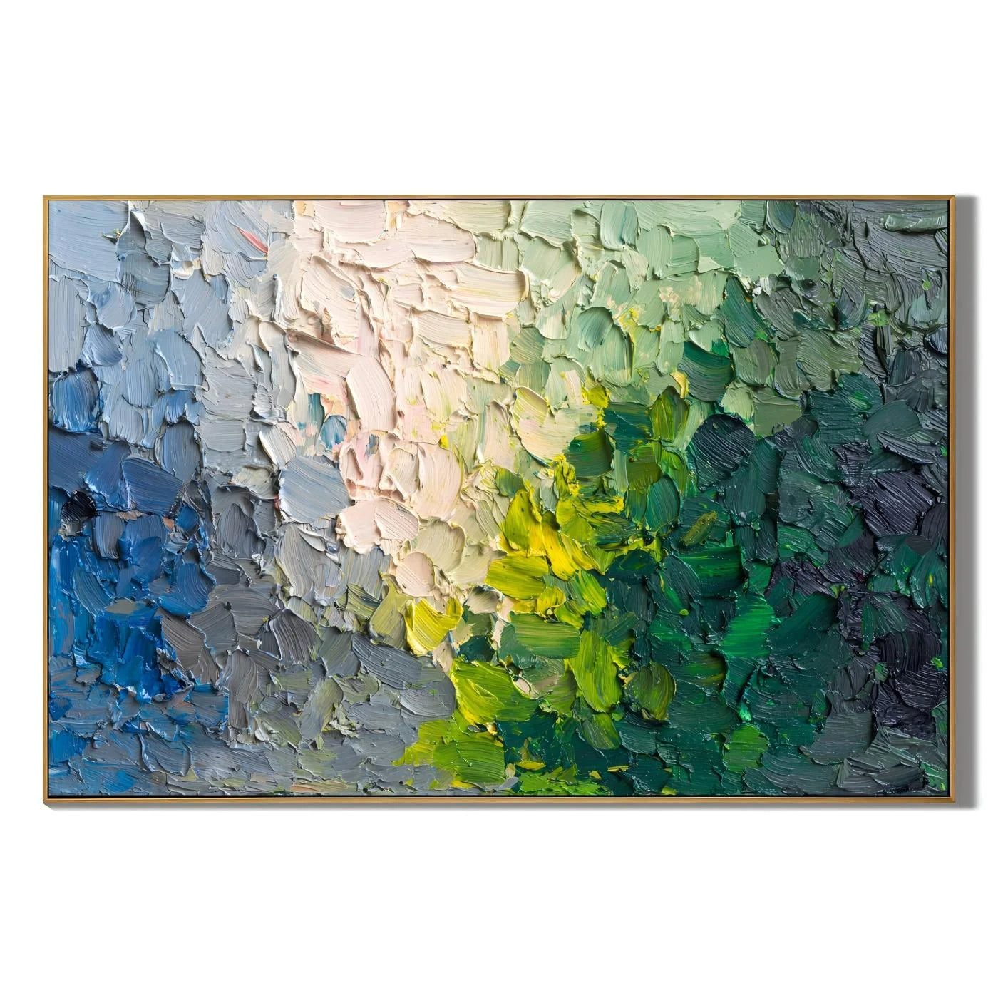 Green Blue Abstract Hand-Painted Oil Painting, Modern Textured Impasto Wall Art # OA 1047