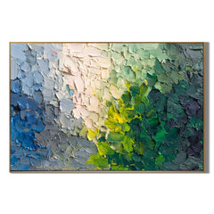 Green Blue Abstract Hand-Painted Oil Painting, Modern Textured Impasto Wall Art # OA 1047