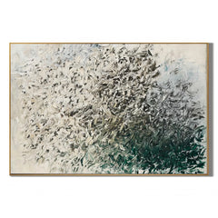 Green Gray Abstract Hand-Painted Oil Painting, Modern Textured Brushstroke Wall Art # OA 1046