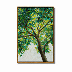 Green Tree Hand-Painted Oil Painting, Textured Nature Wall Art for Modern Home Decor#OA 0972
