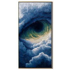Ownanart Hand-Painted Deep Blue Ocean Wave Oil Painting | Modern Textured Turquoise Sea Wave & Coastal Seascape Wall Art for Living Room and Bedroom # OA 1340