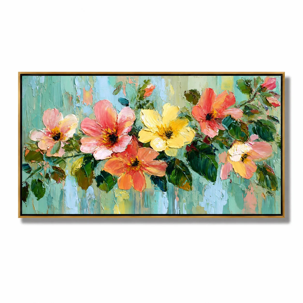 Hand-Painted Floral Oil Painting, Colorful Textured Flower Canvas Wall Art for Modern Home Decor#OA 0936