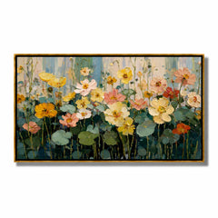 Hand-Painted Floral Oil Painting, Large Pastel Flower Wall Art for Elegant Modern Home Decor#OA 0991