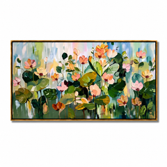 Hand-Painted Lotus Flower Oil Painting, Large Floral Wall Art for Elegant Modern Home Decor#OA 0990
