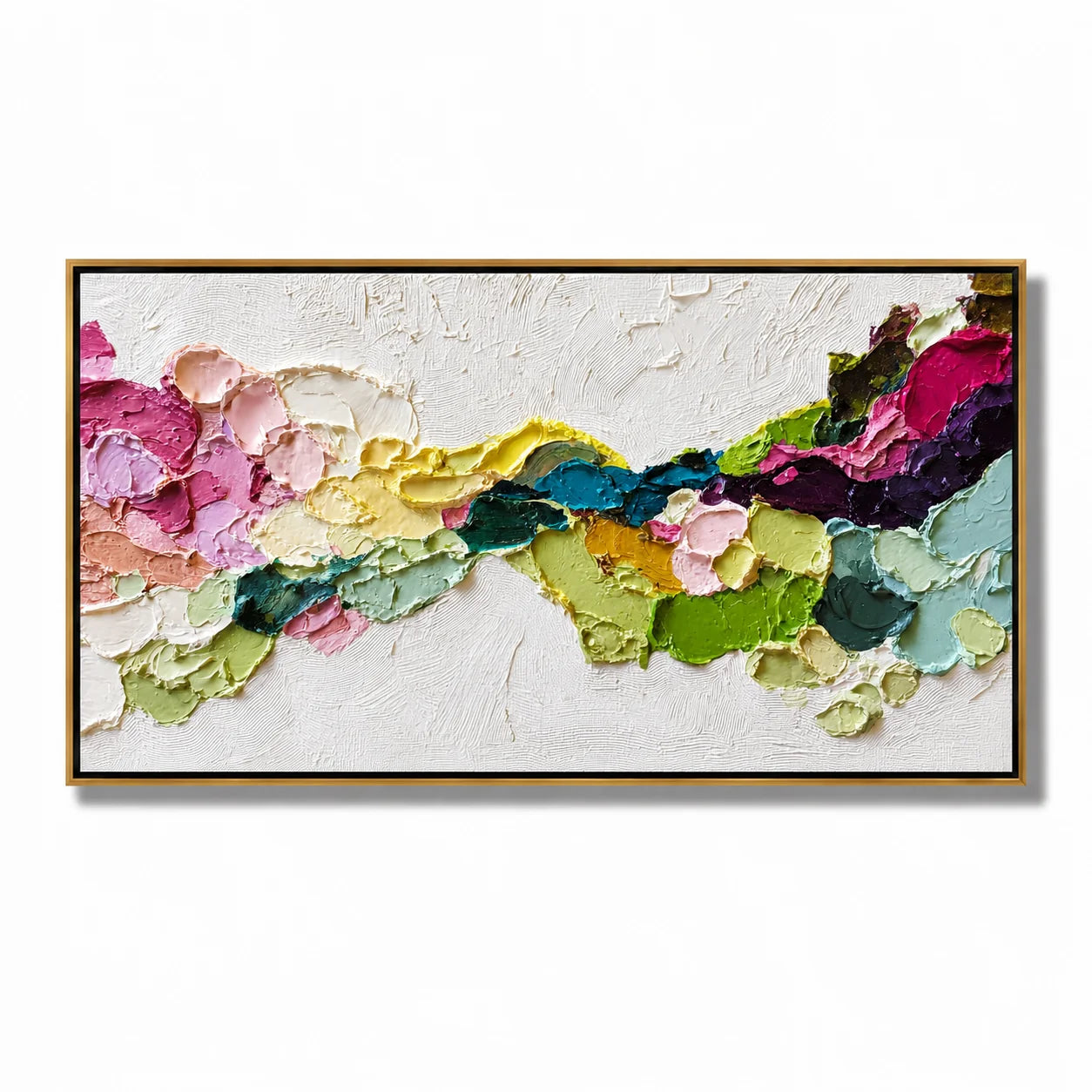 Hand-Painted Textured Abstract Floral Oil Painting | Colorful Modern Large Canvas Wall Art for Living Room#OA 0928
