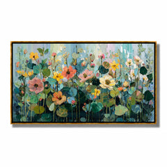 Hand-Painted Wildflower Oil Painting, Large Pastel Floral Wall Art for Modern Elegant Home Decor#OA 0992