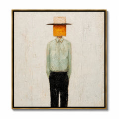 Minimalist Abstract Cowboy Hand-Painted Oil Painting, Textured Western Portrait Wall Art for Modern Home Decor#OA 0967