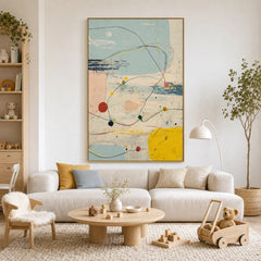 Modern Abstract Line Hand-Painted Oil Painting | Minimalist Geometric Wall Art | Scandinavian Contemporary Canvas Artwork for Living Room, Bedroom & Office # OA 1094