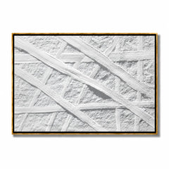 Minimalist White Textured Hand-Painted Oil Painting, Abstract Impasto Wall Art for Modern Neutral Home Decor#OA 0988
