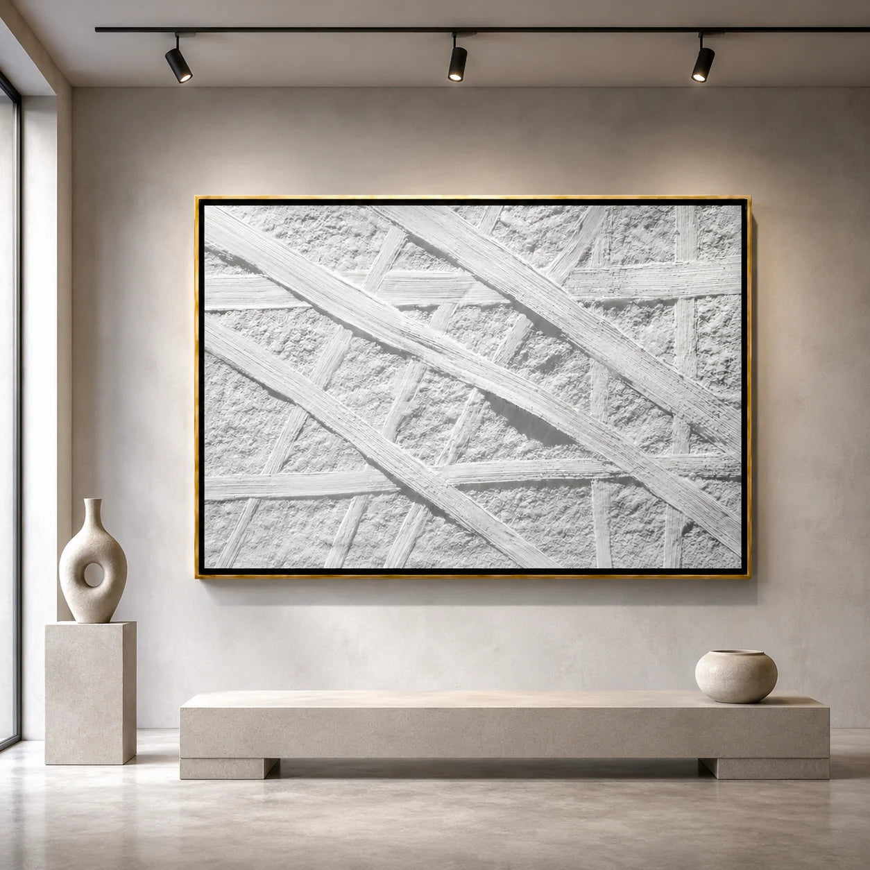 Minimalist White Textured Hand-Painted Oil Painting, Abstract Impasto Wall Art for Modern Neutral Home Decor#OA 0988