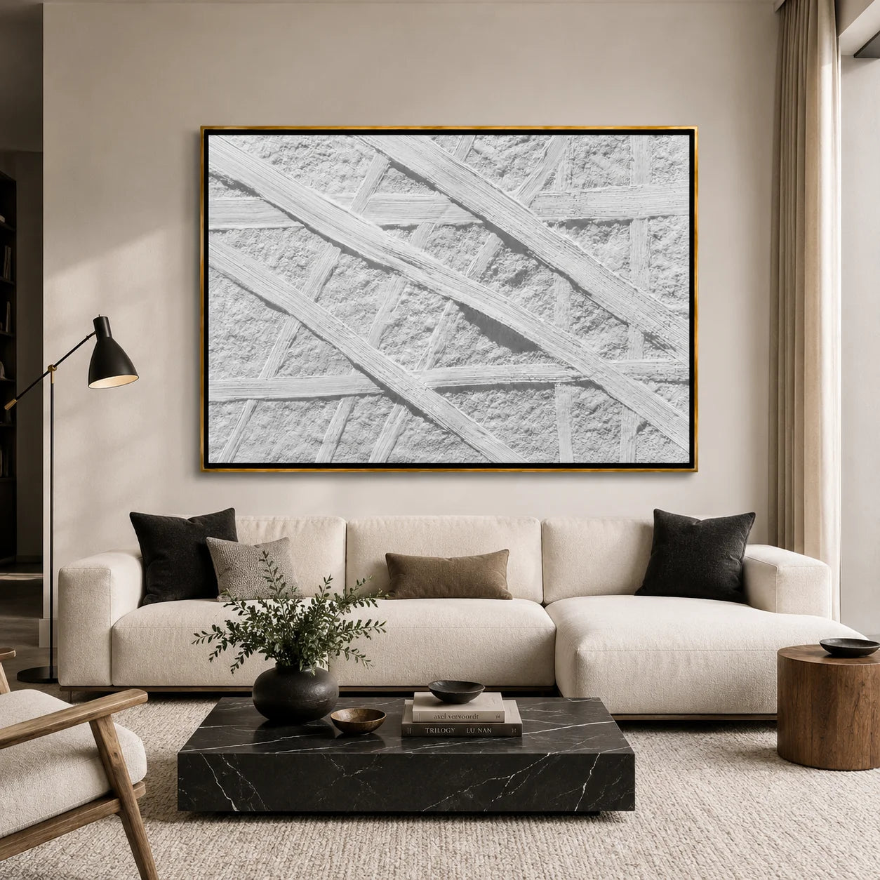 Minimalist White Textured Hand-Painted Oil Painting, Abstract Impasto Wall Art for Modern Neutral Home Decor#OA 0988