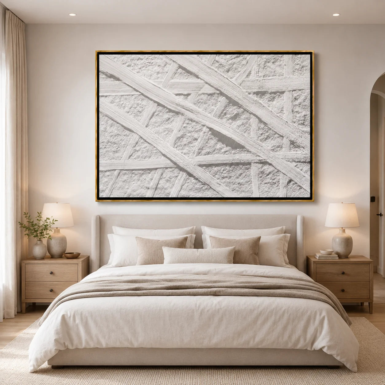 Minimalist White Textured Hand-Painted Oil Painting, Abstract Impasto Wall Art for Modern Neutral Home Decor#OA 0988