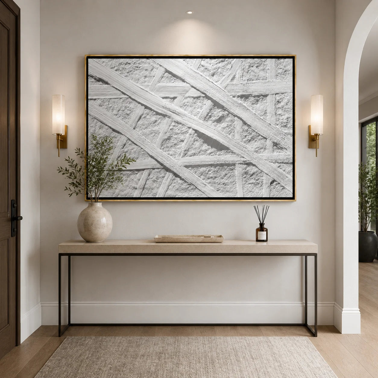 Minimalist White Textured Hand-Painted Oil Painting, Abstract Impasto Wall Art for Modern Neutral Home Decor#OA 0988