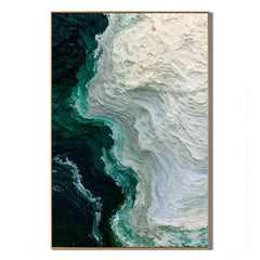 Modern Abstract Ocean Wave Hand-Painted Oil Painting | Textured Seascape Wall Art | Blue Green Coastal Canvas Artwork for Living Room, Office & Hotel # OA 1088