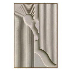 Modern Minimalist Geometric Hand-Painted Oil Painting | 3D Abstract Line Wall Art # OA 1096