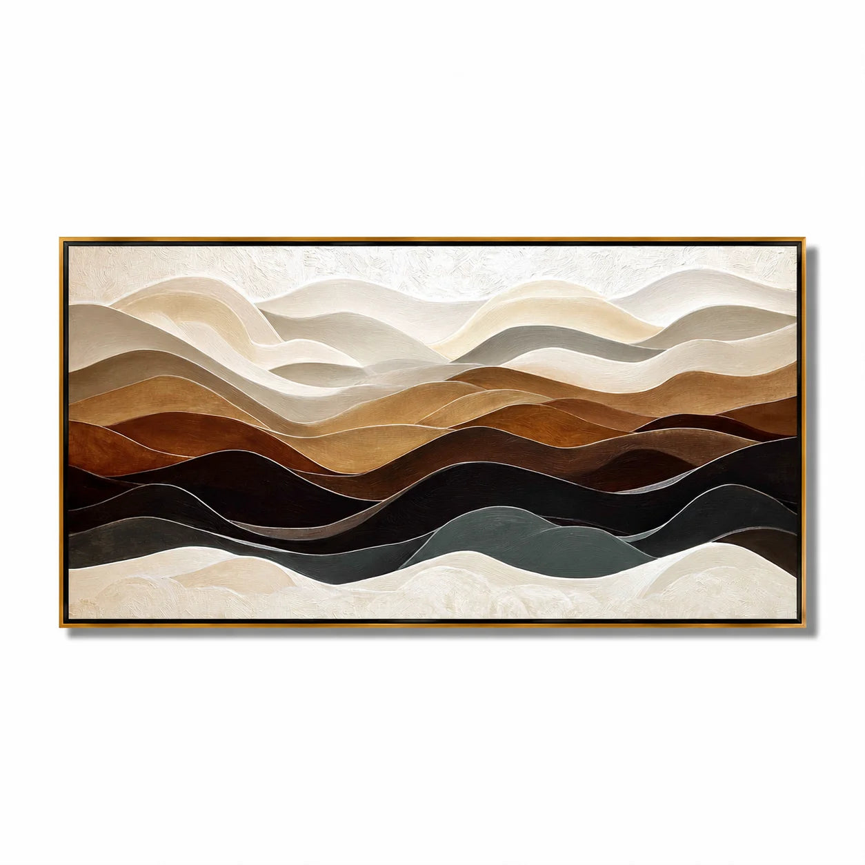 Neutral Abstract Landscape Oil Painting, Hand-Painted Layered Mountain Wall Art for Modern Home Decor#OA 1001