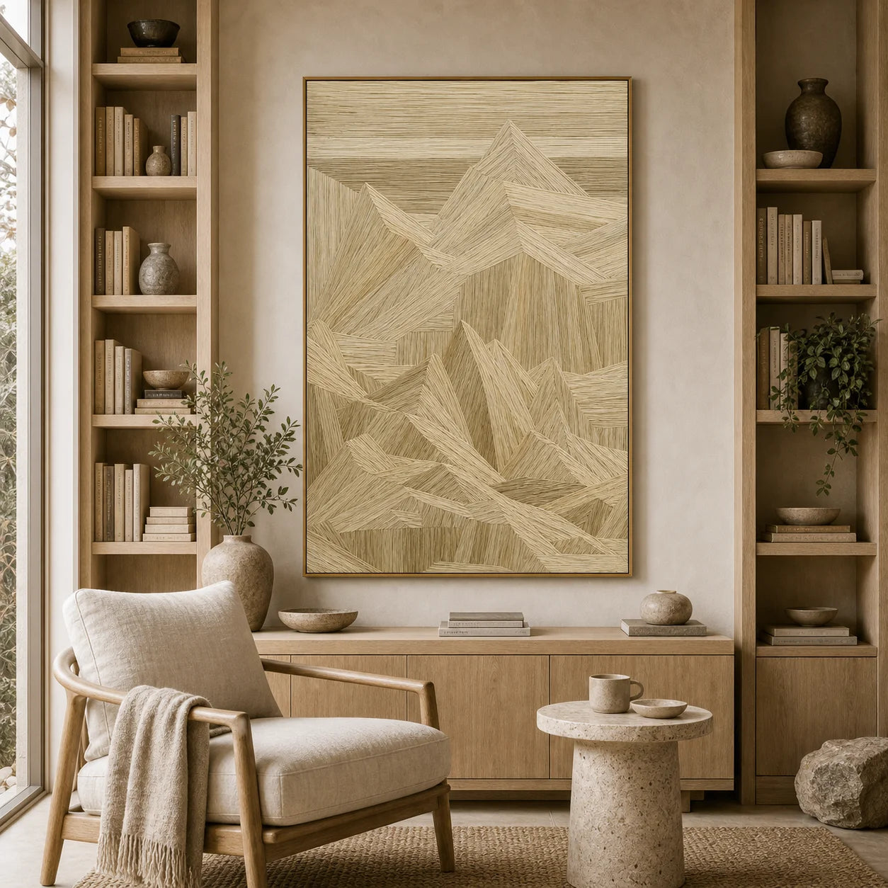 Neutral Mountain Abstract Hand-Painted Oil Painting OA # 1103