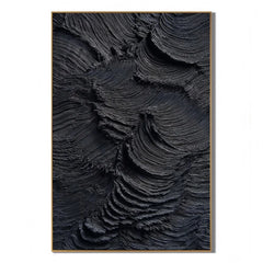 Ownanart Original Hand-Painted Black Textured Abstract Oil Painting, Vertical Monochrome Impasto Canvas Wall Art for Modern Living Room, Bedroom and Luxury Interior Decor # OA 1223
