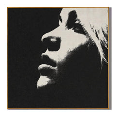 Ownanart Original Hand-Painted Black and White Minimalist Portrait Oil Painting, Modern Abstract Female Side Profile Wall Art for Living Room, Bedroom, and Office Decor  # OA 1266