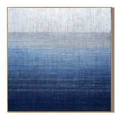 Ownanart Original Hand-Painted Blue Gradient Abstract Oil Painting, Modern Minimalist Layered Textured Wall Art for Living Room, Bedroom, and Office Decor  # OA 1267