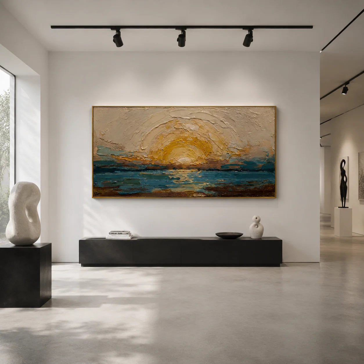 Ownanart Original Hand-Painted Southwestern Desert Cactus Landscape Oil Painting, Large Horizontal Textured Impasto Canvas Wall Art for Living Room and Bedroom Decor # OA 1229