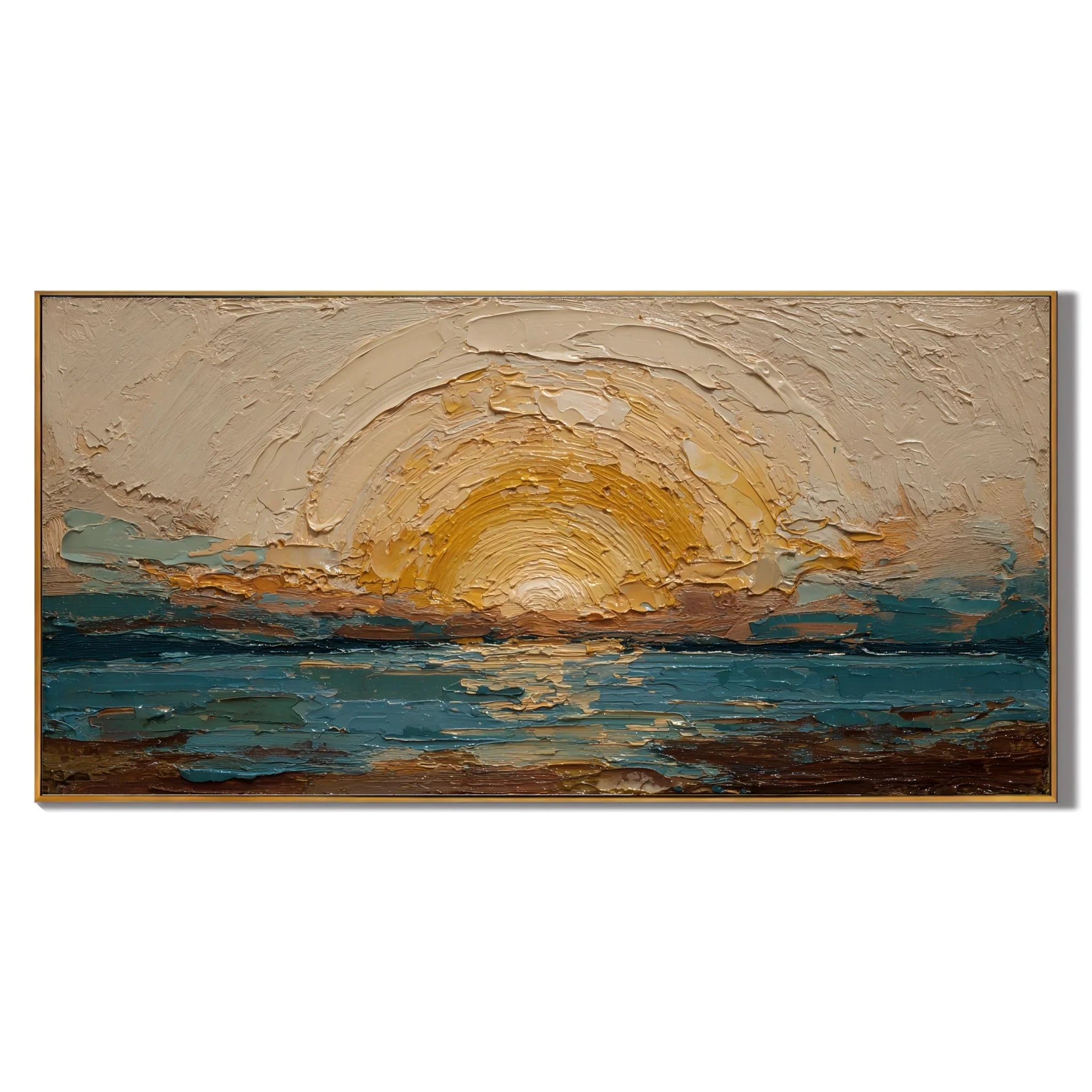 Ownanart Original Hand-Painted Southwestern Desert Cactus Landscape Oil Painting, Large Horizontal Textured Impasto Canvas Wall Art for Living Room and Bedroom Decor # OA 1229