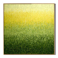 Ownanart Original Hand-Painted Yellow Green Gradient Abstract Oil Painting, Modern Minimalist Vertical Textured Wall Art for Living Room, Bedroom, and Entryway Decor  # OA 1272
