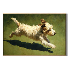 Running Terrier Dog Hand-Painted Oil Painting | Custom Pet Portrait Canvas Wall Art for Dog Lovers # OA 1038