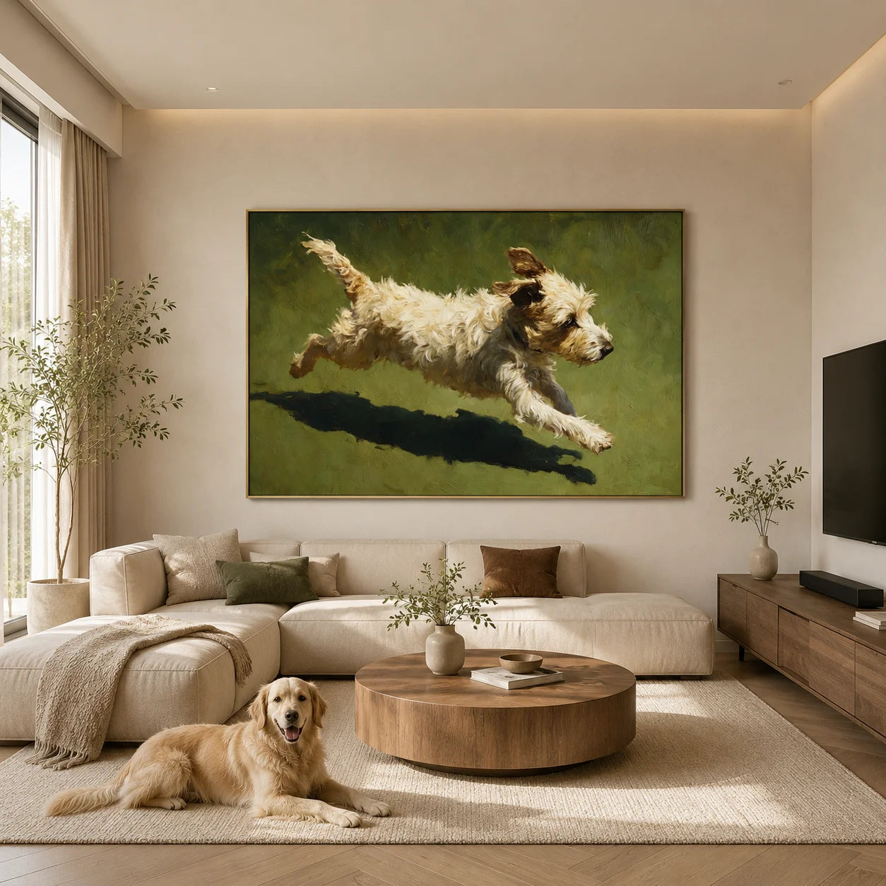 Running Terrier Dog Hand-Painted Oil Painting | Custom Pet Portrait Canvas Wall Art for Dog Lovers # OA 1038