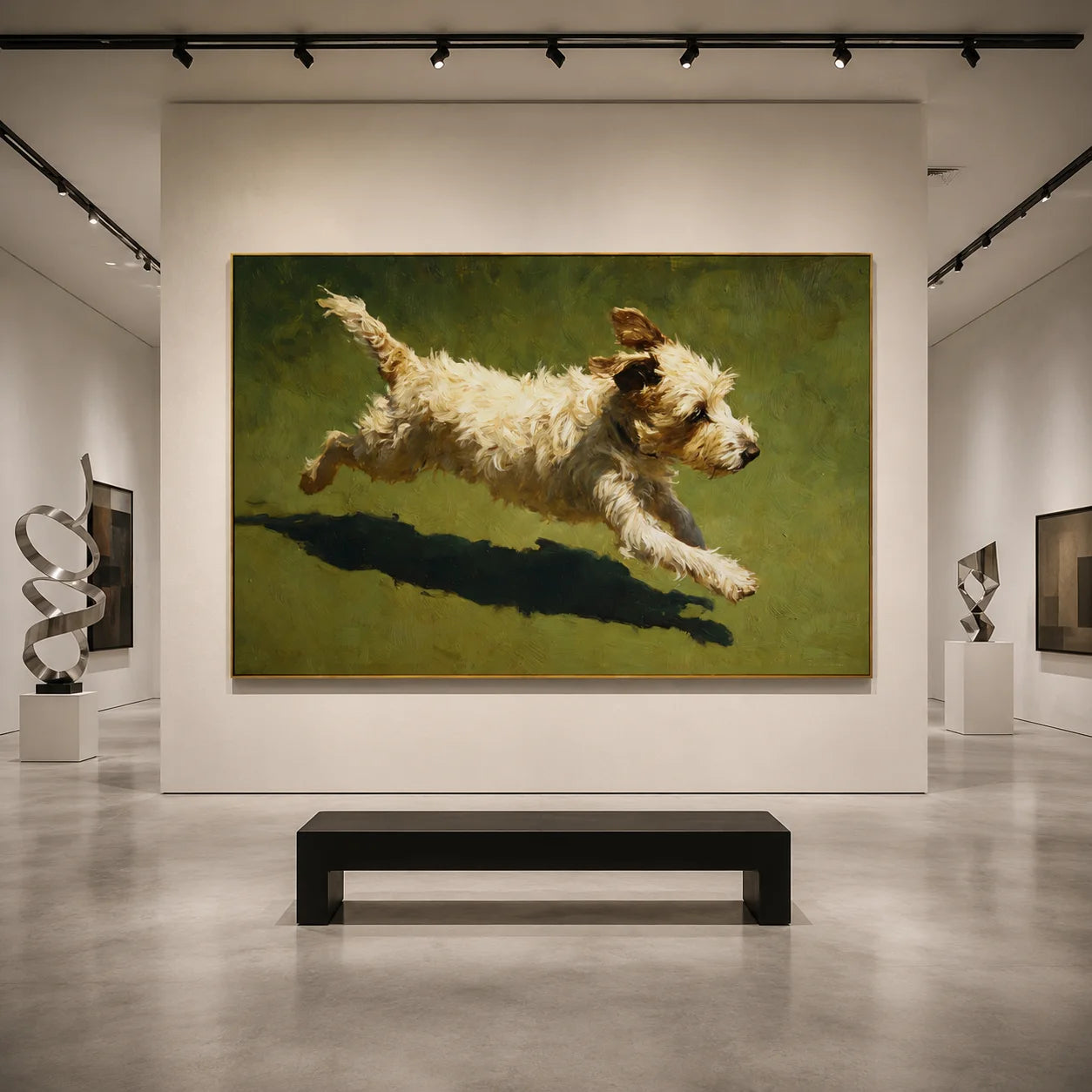 Running Terrier Dog Hand-Painted Oil Painting | Custom Pet Portrait Canvas Wall Art for Dog Lovers # OA 1038