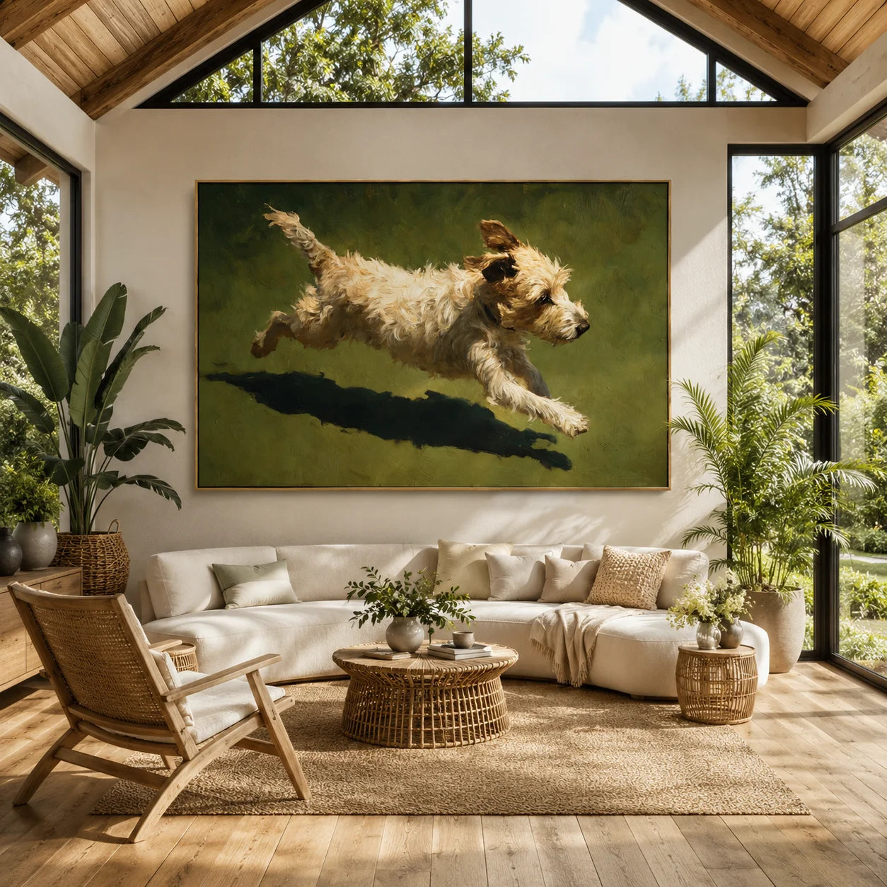 Running Terrier Dog Hand-Painted Oil Painting | Custom Pet Portrait Canvas Wall Art for Dog Lovers # OA 1038