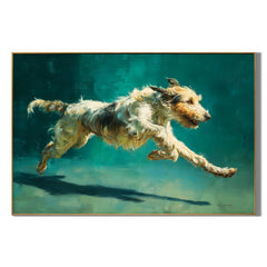 Running Terrier Dog Hand-Painted Oil Painting, Dynamic Pet Portrait Wall Art for Dog Lovers # OA 1058