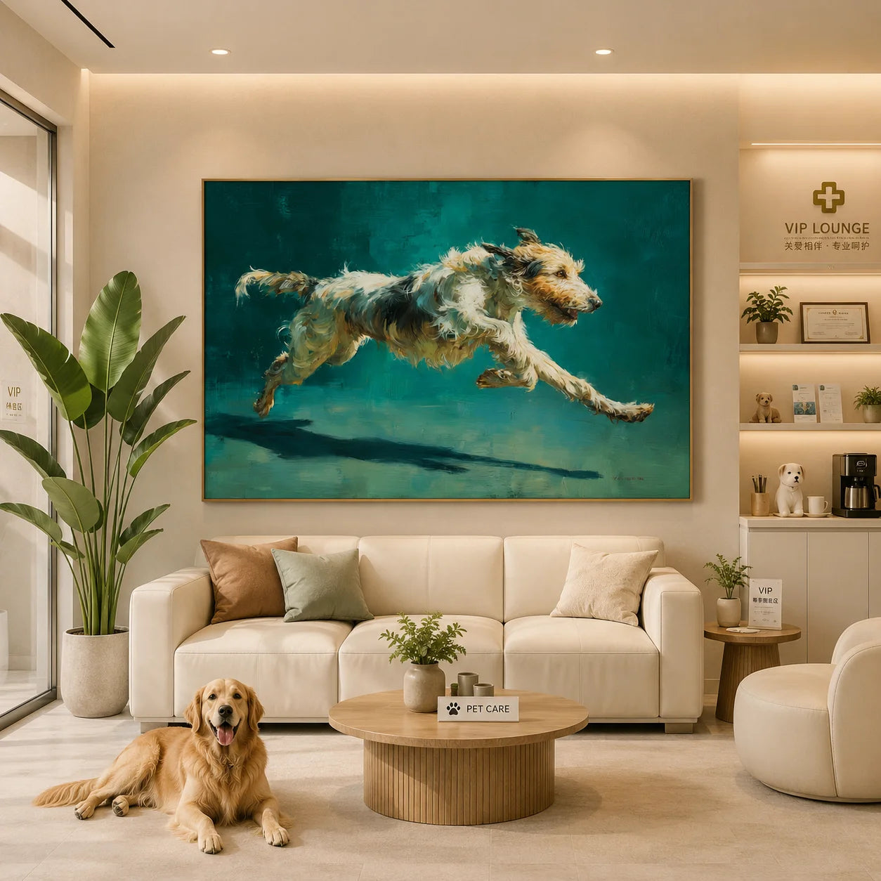 Running Terrier Dog Hand-Painted Oil Painting, Dynamic Pet Portrait Wall Art for Dog Lovers # OA 1058