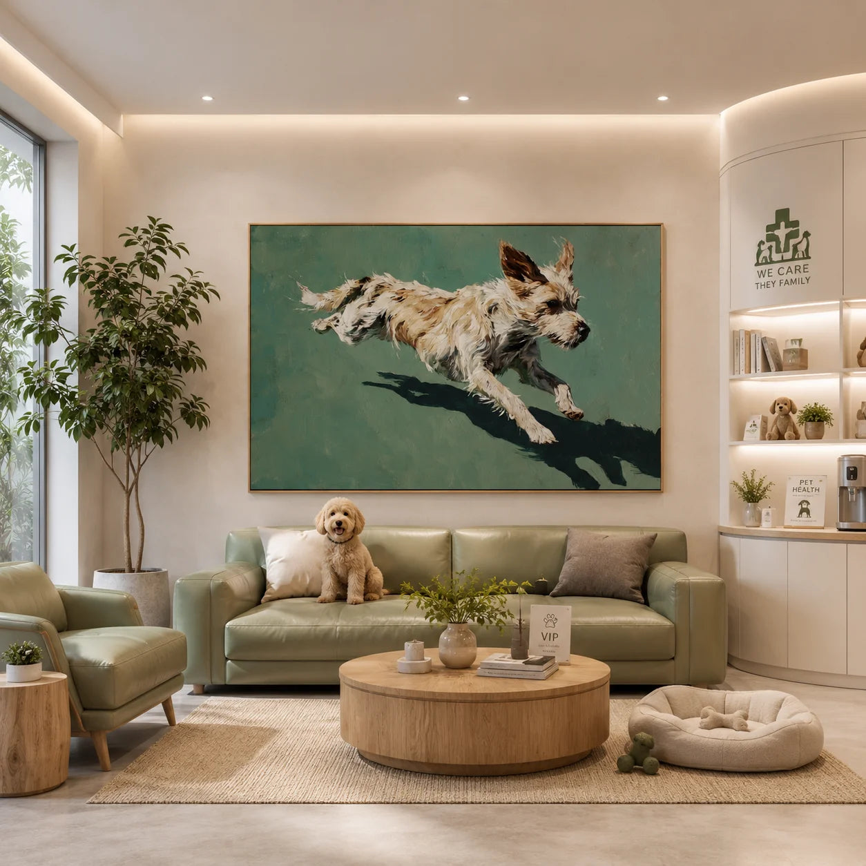 Running Terrier Dog Hand-Painted Oil Painting, Playful Pet Portrait Wall Art for Dog Lovers # OA 1056