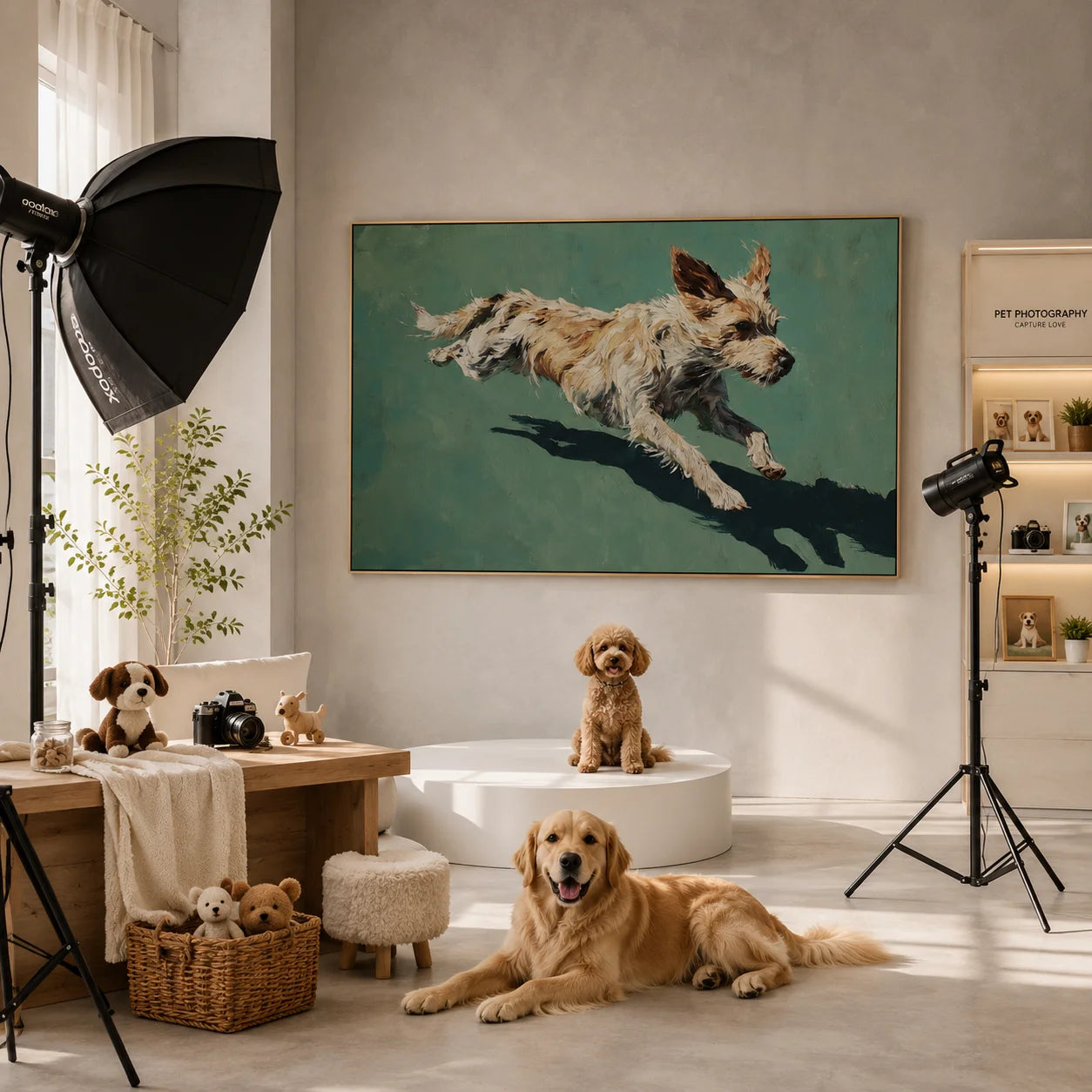 Running Terrier Dog Hand-Painted Oil Painting, Playful Pet Portrait Wall Art for Dog Lovers # OA 1056