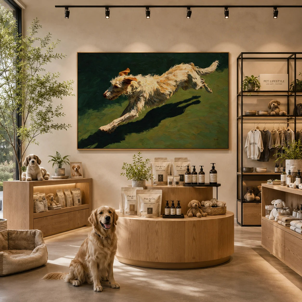 Running White Terrier Dog Hand-Painted Oil Painting, Dynamic Pet Portrait Wall Art for Dog Lovers # OA 1057