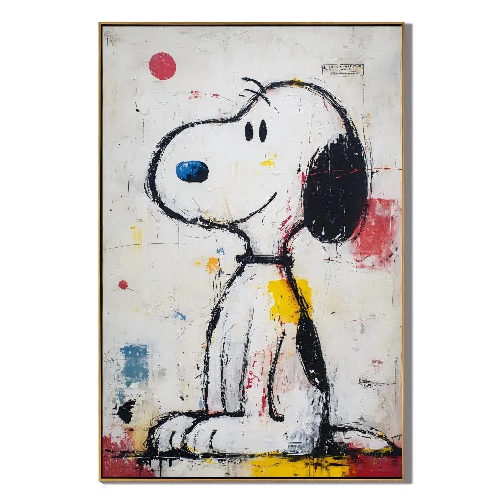 Snoopy Hand-Painted Oil Painting | Modern Pop Art Cartoon Wall Art | Abstract Graffiti Canvas Artwork for Living Room, Bedroom, Kids Room & Office # OA 1081